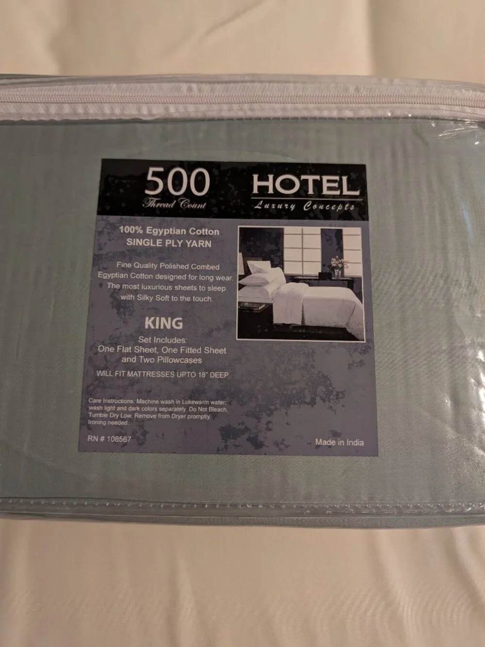NWT Hotel Luxury Concepts 500 TC 100% Egyptian Cotton King Sheet Set-Ocean Blue